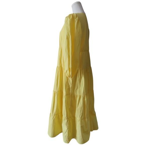 Tuckernuck Hyacinth House Mila V Neck Cotton Tiered Midi Dress in Yellow Size XS - Picture 5 of 14